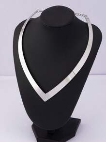 1pc Asymmetrical Geometric Western Style Vintage Exaggerated Personalized Fashion Statement Necklace - Silver - View 4