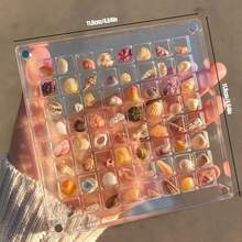 Acrylic Square Transparent Seashell Storage Box, Suitable For Beach Pebble Specimens, Small Trinkets, Gold Jewelry Display And Storage, Magnetic Photo Frame For Collection - White - View 4