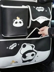 1入組汽車座椅背面儲物袋，可愛卡通汽車掛式收納袋，創意多功能防髒踢墊，不含塑料桶 - 均碼 - 查看 6