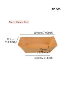 12 Pcs/Set Disposable Folding-Free Fraft Paper Boat Box French Fries Fried Chicken Open Lunch Box Fried Food Snacks Hot Dog Packing Box Suitable For Daily Activities And Wedding Party Gift Boxes - Coffee Brown - View 7