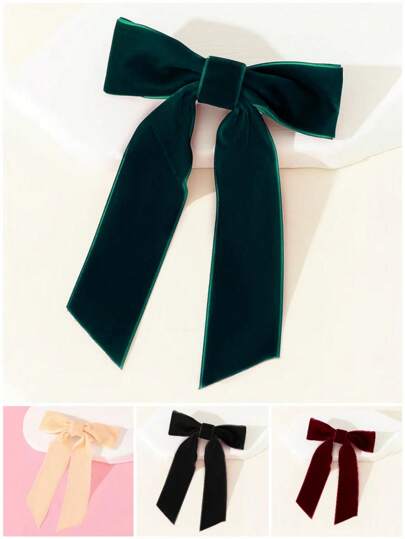 Velvet Ribbon Bow Hair Clip Spring Hairpin Cute Girl Back Head Hair Accessory, Winter Outfit For Women, Bows, Hair Accessories, Hair Accessories For Women