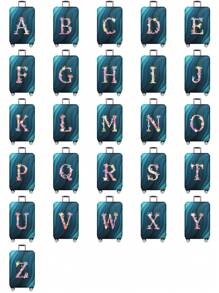 Husă de călătorie pentru bagaje de 18 până la 32 inch, huse de protecție pentru bagaje pentru bărbați și femei, accesorii esențiale pentru călătorii în aer liber, huse elastice pentru valiză, huse de praf elastice, la modă, inițială cu numele de la A la Z, imprimeu cu litere roz pentru școală, accesorii școlare, lucruri școlare