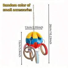 1入組鳥玩具鈴聲紙筒環形鞦韆鸚鵡籠掛墜，磨齒咀嚼拼圖玩具 - 彩色 - 查看 2