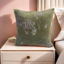 絨織提花豹紋沙發客廳枕套，復古美式鄉村風格扔枕墊，適用於窗邊家居裝飾