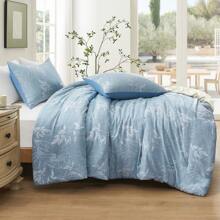 Downluxe Comforter Set - Bedding Comforter Sets, Botanical Flower Comforter, Soft Reversible Floral Comforter And Pillow Sham For All Seasons - 灰藍色 - 查看 4