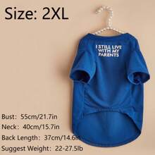 1pc Slogan Graphic Pet Tee - Blue - View 17