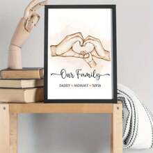 1Pc Customize Wooden Frame Hanging Scroll Painting, Personalized Surname Canvas Poster, Custom Hand Wall Art Canvas Poster, Family Art Printing Poster, Home Decoration Bedroom, Living Room, Study Decoration Painting, Perfect Family Holiday Birthday Gift, Valentine Day, Valentine Day Decor Gifts Graduation - Multicolor - View 3