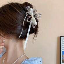 Kẹp Tóc Ruy Băng Bướm Hoa, Phụ Kiện Tóc Đơn Giản & Thanh Lịch Với Thiết Kế Nhẹ Nhàng Và Độc Đáo, Món Quà Lý Tưởng Cho Phụ Nữ Trong Các Lễ Hội - trắng - Xem 5