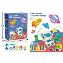 New Colorful Rubber Toy Space Planets World Map DIY Modeling Clay Set - Multicolor - View 6