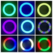 Luz de anillo de luz de relleno de escritorio RGB, luz de atmósfera colorida, soporte de transmisión en vivo para selfies Aro de Luz De Relleno De Anillo Para Selfie RGB De 10 Pulgadas/12 Pulgadas/14 Pulgadas/18 Pulgadas, Luz De Anillo Led Regulable Con Soporte Para Teléfono, Trípode De Escritorio Plegable Para Video, Fotografía, Selfie, Vlog, Maquillaje, Transmisión En Vivo - 12" - Ver 5