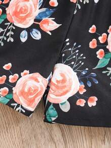 2 件装年轻女孩荷叶边露肩短款上衣和向日葵图案短裤套装年轻女孩夏装 - 橘色 - 查看 6