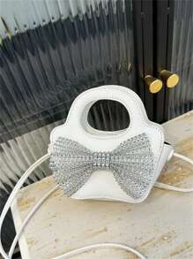 全新女孩水钻蝴蝶结单肩包节日礼物儿童时尚斜挎包女孩公主零钱包