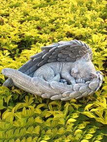 jinhuoba 1 Đôi Cánh Thiên Thần Đá Tưởng Niệm Cho Chó Mèo, Thú Cưng Hoàn Hảo Tưởng Nhớ Quà Tặng Cho Bia Mộ, Thiên Thần Tượng Mèo Lưu Niệm - Xám - Xem 8