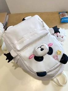 Cute Panda Backpack For Fashionable Cartoon Style Bag With Large Capacity For Students (Including Pendant) - White - View 5