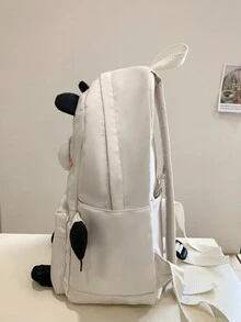 Cute Panda Backpack For Fashionable Cartoon Style Bag With Large Capacity For Students (Including Pendant) - White - View 4