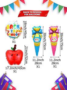 MECRLA 4 piezas / set Decoración de globos para fiesta de regreso a la escuela, adecuada para la decoración de la fiesta del primer día de clases, decoración de globos para ceremonias de bienvenida - multicolor - Ver 3