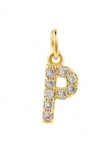 1pc Elegant Compact 26 Initial Letter Zirconia Pendant, DIY Customized Name Jewelry Charm For Necklace, Bracelet, Earrings - DIY Letters - View 37