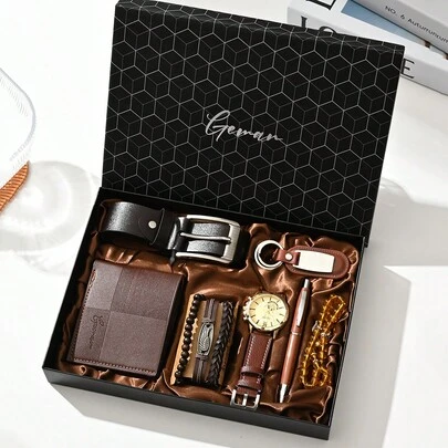 7pcs Men's Watch Gift Box Set For Father's Day, Birthday, Anniversary, Valentine's Day, Teacher's Day, Graduation, Back To School