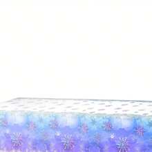 1 khăn trải bàn bằng nhựa chủ đề bông tuyết cho tiệc sinh nhật Frozen, đồ trang trí tiệc Winter Wonderland màu xanh và trắng, ngày lễ tình nhân trở lại trường - Khăn trải bàn hình bông tuyết màu xanh và tím - Xem 4