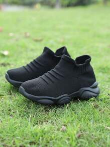 Zapatos deportivos de punto antideslizantes y ligeros y cómodos para niños mayores, zapatos de running casuales