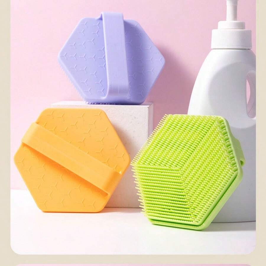 1pc Silicone Bath Brush, Shower Scrubber, Body Scrubbing Brush, Rubbing Tool, Bathing Brush