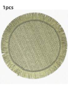 2 piezas/4 piezas/8 piezas Conjunto de individuales de papel con borlas redondas, individuales tejidos a mano naturales resistentes al calor de 15 pulgadas, adecuados para reuniones familiares, bodas y fiestas - Multicolor - Ver 20