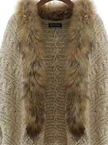 JIANHU V-Neck Long Sleeved Western-Style Fur Collar Edge Cardigan