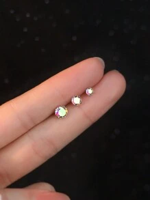 1 Pair Of Minimalist And Luxurious S999 Sterling Silver Iridescent Cubic Zirconia Earrings With Threaded Women's Exquisite Creative Earrings Suitable For Daily Ear Care Wear