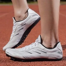 Contrast Color Lace-Up Outdoor Spikes Bottom Professional Athletics Running Shoes