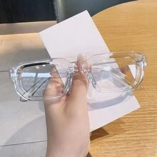 1pc Men's Vintage And Simple Square Clear Frame Glasses For Daily Use,Reading,Studying - Clear - View 7