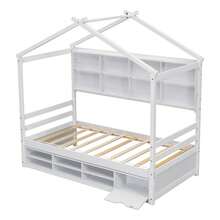 Nestfair Twin House Bed With Roof Fram - 白色 - 查看 4