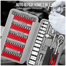 68-Piece Home & Garage Toolbox Set - Includes Pliers, Screwdriver, Socket Kit With Metal Construction