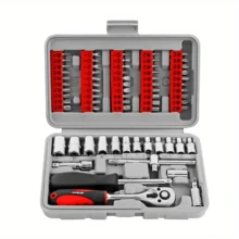 68-Piece Home & Garage Toolbox Set - Includes Pliers, Screwdriver, Socket Kit With Metal Construction