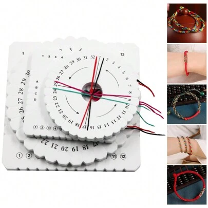 Disco de trenzado Kumihimo de 4 tamaños redondo y cuadrado, bandeja para hacer pulseras tejidas, cuerda trenzada, kit de manualidades para hacer joyas y diseño de pulseras DIY