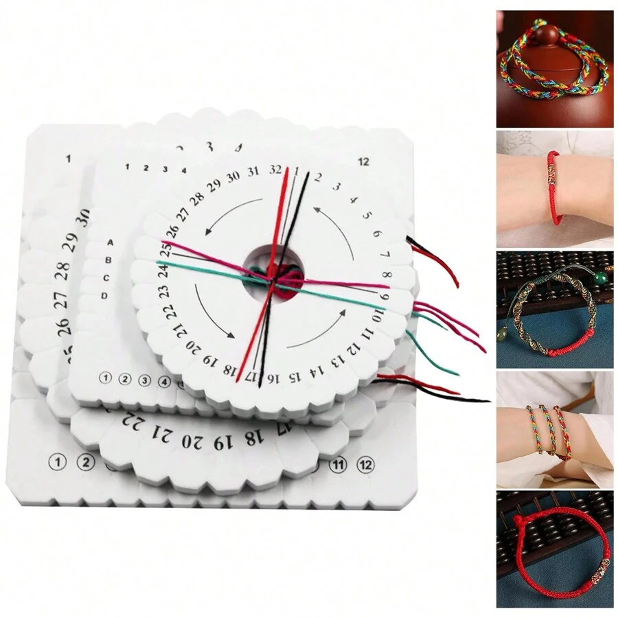 4Size Round&Square Bracelet Knitting Kumihimo Disc Disk Tray Braided Rope Knot Knitting Weaving For DIY Jewelry Bracelet Making Design Board