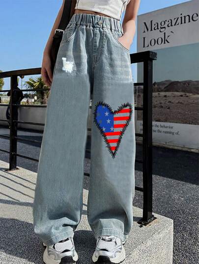 Pantaloni lunghi personalizzati a forma di cuore stampati per ragazze pre-adolescenti, adatti per tutte le stagioni