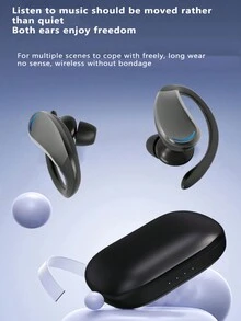 Waterproof Stereo Noise-Proof Wireless Bluetooth Earphones For Outdoor Sports, Swimming, Running With Ear Hooks - Black - View 8