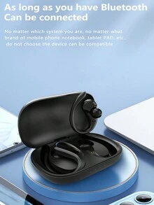 Waterproof Stereo Noise-Proof Wireless Bluetooth Earphones For Outdoor Sports, Swimming, Running With Ear Hooks - Black - View 7