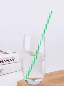 5 Striped Hard Plastic Straight Straws, Reusable Colorful Hard Straws With Buckles To Prevent Them From Falling Off. School Supplies,Back To School - Multicolor - View 4