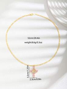 1 chiếc vòng cổ thời trang cổ điển Cubic Zirconia trang trí hình bầu dục Đức mẹ đồng trinh & mặt dây chuyền thánh giá cho bé gái trang sức hợp thời trang cho trẻ em quà tặng sinh nhật để trang trí hàng ngày - Nhiều màu - Xem 5