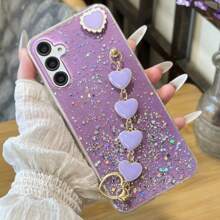 1pc Galaxy Glitter Heart DIY Bracelet & Phone Case Compatible With IPhone/ Compatible With Samsung/ Compatible With OPPO/ Compatible With Huawei Phones