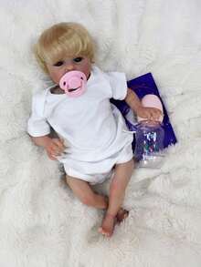 1入組16英寸重生娃娃可愛的Tink手工製作逼真軟身嬰兒玩具，附帶有頭髮（布身） - Unisex - 查看 9