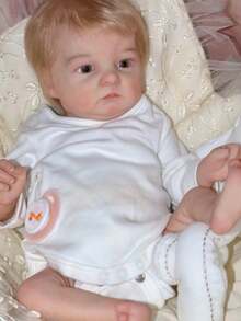 1入組16英寸重生娃娃可愛的Tink手工製作逼真軟身嬰兒玩具，附帶有頭髮（布身） - Unisex - 查看 7