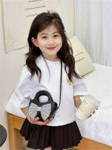 全新女孩水钻蝴蝶结单肩包节日礼物儿童时尚斜挎包女孩公主零钱包