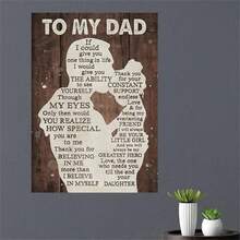 1入組帆布牆藝海報-獨特的家庭辦公室農家廚房客廳臥室裝飾，女兒給爸爸的深情禮物，高品質帆布材料，無框設計，特殊感人的紀念品 - 彩色 - 查看 3