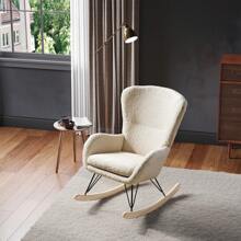 Living And Home Contemporary Faux Wool Rocking Chair With Removable Cushion - Beige - View 6