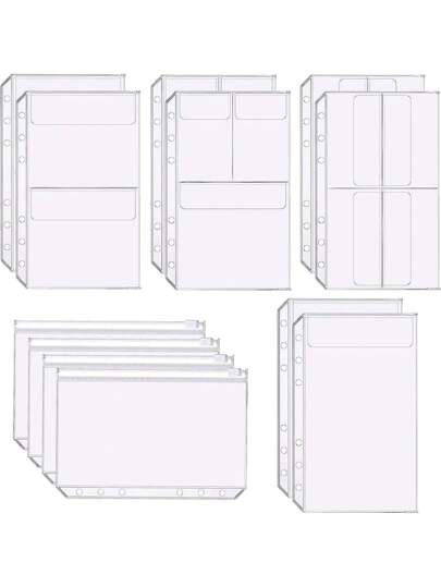 12個 A5サイズ 6穴 バインダーポケット、プレミアム クリアバインダー