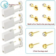 8 Pieces Set Disposable Ear Piercing Kits,Include With 4 Pack Self Ear Piercing Gun With Built-In Cubic Zirconia Ear Studs,4pcs Ear Stud,Professional And Home Use For Women Men - White - View 13