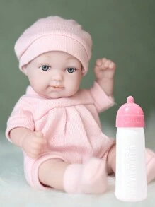 DOLL MEET 1PC Realistic Simulation Newreborn Baby Doll 11 Inches Bowknot Buuny Pattern Hat Stocking & Clothes Birthday Gift For Girl Collection House  Reborn Dolls Children Toys