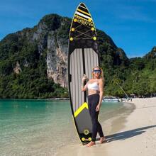 FunWater Stand Up Paddle Board Inflatable  Surfboard Complete Accessories For Adjustable Paddle Board, Pump, ISUP Travel Backpack, Leash, Waterproof Bag, Adult Paddle Board - 16F-black and Yellow - View 6